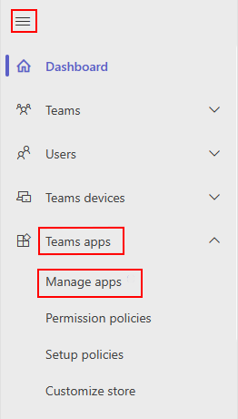 Captura de pantalla que muestra la opción Administrar aplicaciones.